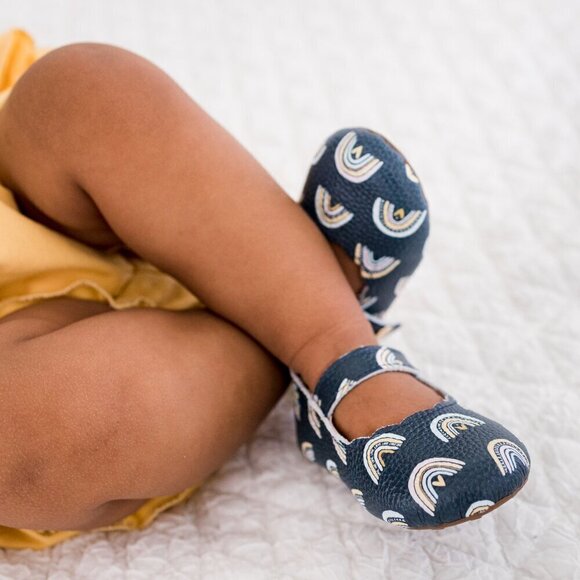 Little Penguin Shoes |  Baby 4 Navy Blue Mary Jane Rainbow - Picture 5 of 9